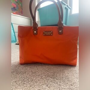 Kate Spade Orange Leather Tote with Gold Accents
